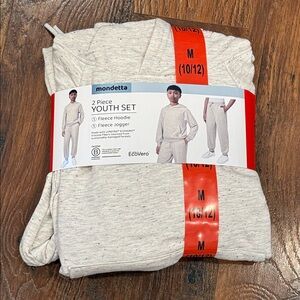 Mondetta Youth 2-Piece Fleece Hoodie & Jogger Set - Cream Speckle